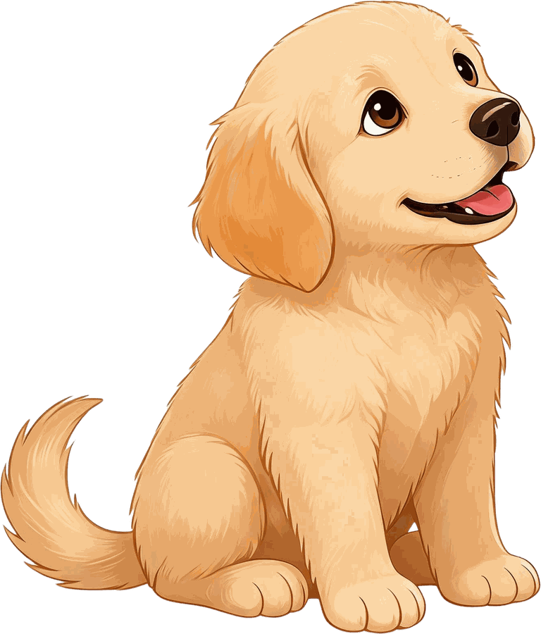 Puppy looking up curiously
